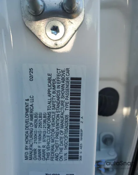 2025 Honda Accord Hybrid Sport-L z USA, uszkodzony, nr VIN 1HGCY2F70SA028305